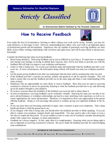 Strictly  Classified  How to Receive Feedback