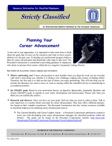 Strictly Classified  Planning Your Career Advancement