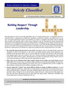 Strictly Classified  Building Respect Through Leadership
