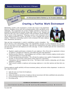 Strictly  Classified  Creating a Positive Work Environment the