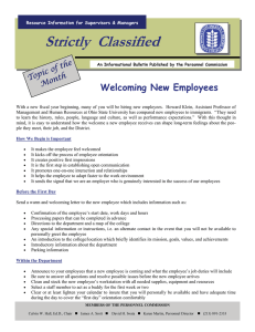 Strictly  Classified  Welcoming New Employees the