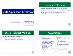 Data Collection Overview Session Outcomes