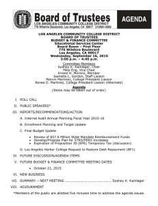 LOS ANGELES COMMUNITY COLLEGE DISTRICT BOARD OF TRUSTEES BUDGET &amp; FINANCE COMMITTEE