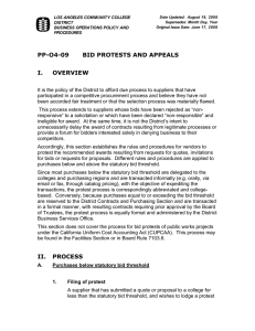 PP­O4­09  BID PROTESTS AND APPEALS  I.  OVERVIEW