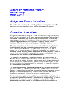 Board of Trustees Report  Budget and Finance Committee Harbor College