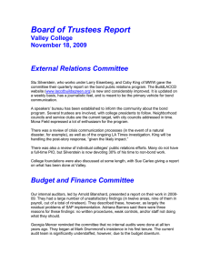 Board of Trustees Report  External Relations Committee Valley College