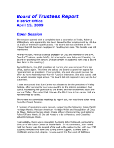 of Trustees Report Board District Office April 15, 2009