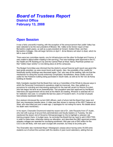 Board of Trustees Report  District Office February 13, 2008