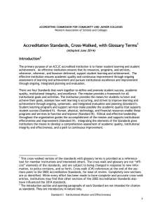 Accreditation Standards, Cross-Walked, with Glossary Terms Introduction