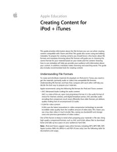  Creating Content for iPod + iTunes Apple Education