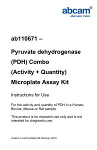 ab110671 – Pyruvate dehydrogenase (PDH) Combo (Activity + Quantity)