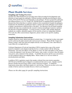 Plant Health Services Sampling and Testing Overview: