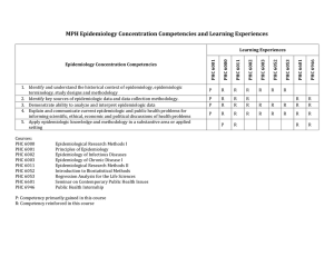 MPH Epidemiology Concentration Competencies and Learning Experiences