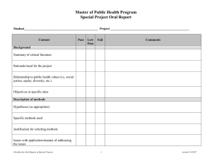Master of Public Health Program Special Project Oral Report