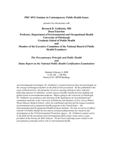 PHC 6931 Seminar in Contemporary Public Health Issues  Dean Emeritus