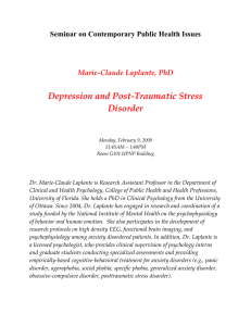   Depression and Post‐Traumatic Stress  Disorder  Seminar on Contemporary Public Health Issues