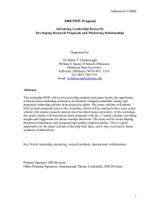 2008 PDW Proposal Advancing Leadership Research: Developing Research Proposals and Mentoring Relationships