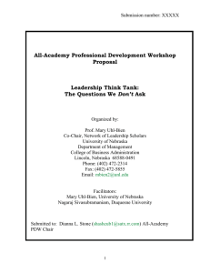 All-Academy Professional Development Workshop Proposal Leadership Think Tank: