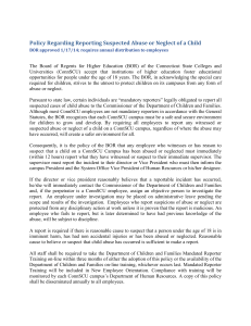 Policy Regarding Reporting Suspected Abuse or Neglect of a Child