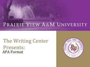 The Writing Center Presents: APA Format