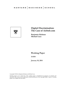 Digital Discrimination: The Case of Airbnb.com Working Paper 14-054