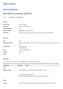 Anti-BAT3 antibody ab37751 Product datasheet 1 Abreviews Overview