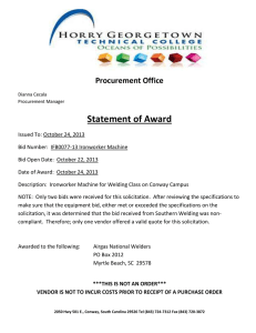 Statement of Award Procurement Office
