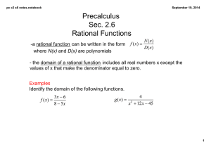 Precalculus  Sec. 2.6 Rational Functions