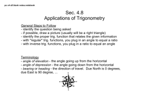 Sec. 4.8 Applications of Trigonometry