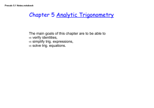 Chapter 5 Analytic Trigonometry