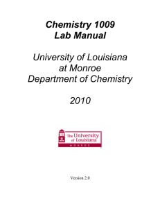 Chemistry 1009 Lab Manual  University of Louisiana