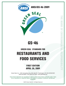 GS-46 RESTAURANTS AND FOOD SERVICES ANSI/GS-46-2009