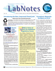 LabNotes Introducing the New, Improved ChemCycle! Pyrophoric Materials Accident at UCLA