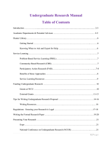 Undergraduate Research Manual Table of Contents