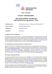 END-USER SUPPORT TECHNICIAN (Personnel Service Agreement – PSA) VACANCY ANNOUNCEMENT Bonn, Germany