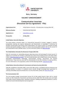 Communication Associate (Personnel Service Agreement – PSA)  VACANCY ANNOUNCEMENT