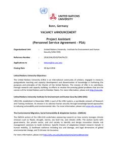 Project Assistant (Personnel Service Agreement – PSA)  VACANCY ANNOUNCEMENT