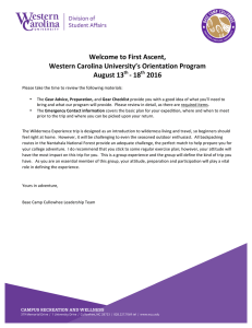 Welcome	to	First	Ascent, Western	Carolina	University’s	Orientation	Program August	13 -	18