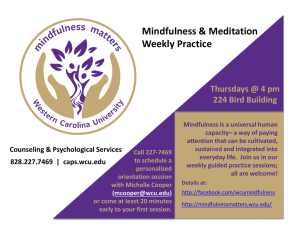 Mindfulness &amp; Meditation Weekly Practice Thursdays @ 4 pm 224 Bird Building