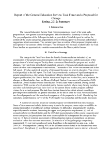 Report of the General Education Review Task Force and a... Change Spring, 2012: Summary