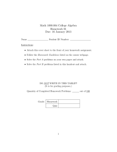 Math 1090.004 College Algebra Homework 01 Due: 16 January 2013