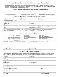 Western Carolina University Consultant/Guest Access Request Form