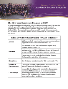 The First Year Experience Program at WCU