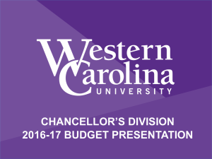 CHANCELLOR’S DIVISION 2016-17 BUDGET PRESENTATION