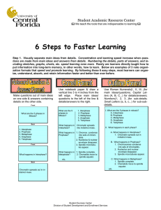 6 Steps to Faster Learning Student Academic Resource Center