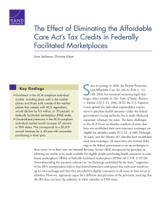 S The Effect of Eliminating the Affordable Facilitated Marketplaces