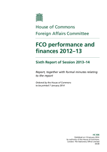 FCO performance and finances 2012–13 House of Commons Foreign Affairs Committee