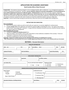 APPLICATION FOR ACADEMIC ASSISTANCE North Carolina Office of State Personnel
