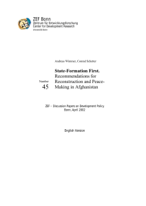 ZEF Bonn State-Formation First. Recommendations for