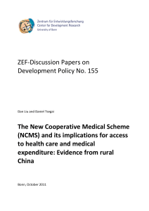 ZEF-Discussion Papers on Development Policy No. 155 The New Cooperative Medical Scheme